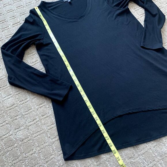 Eileen Fisher Asymmetrical Long Sleeve Pullover Tunic Black Size Medium Stretch - Picture 7 of 8